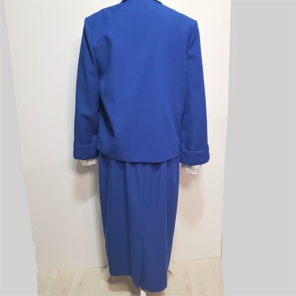 Vintage 80s Union Label 2 piece women's Dress Suit set by KATHY J dark blue - Picture 6 of 7